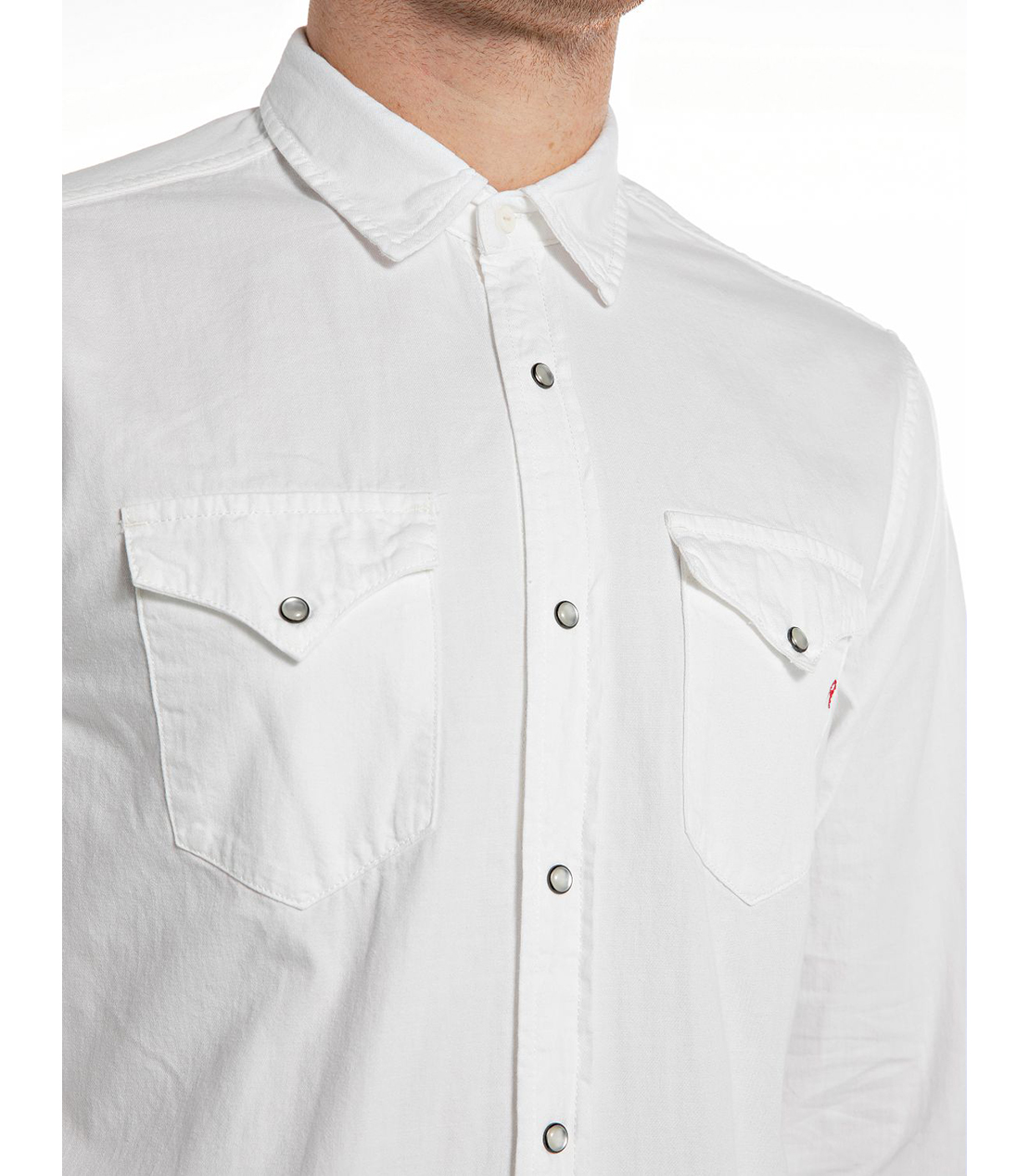 リサイクルコットン ホワイトコットンデニムシャツ 詳細画像 ホワイト 3